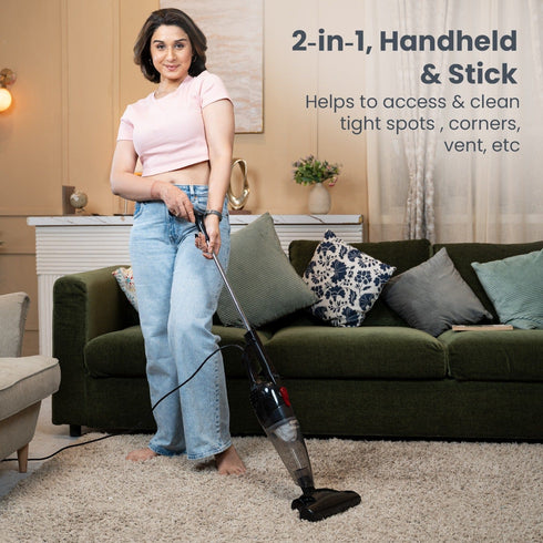 Regal Plus Upright Vacuum Cleaner, 2-in-1, Handheld & Stick, Dry Vacuuming, for Home Use, 800 Watts, 6.5 kPa Suction Power, Bagless, Black